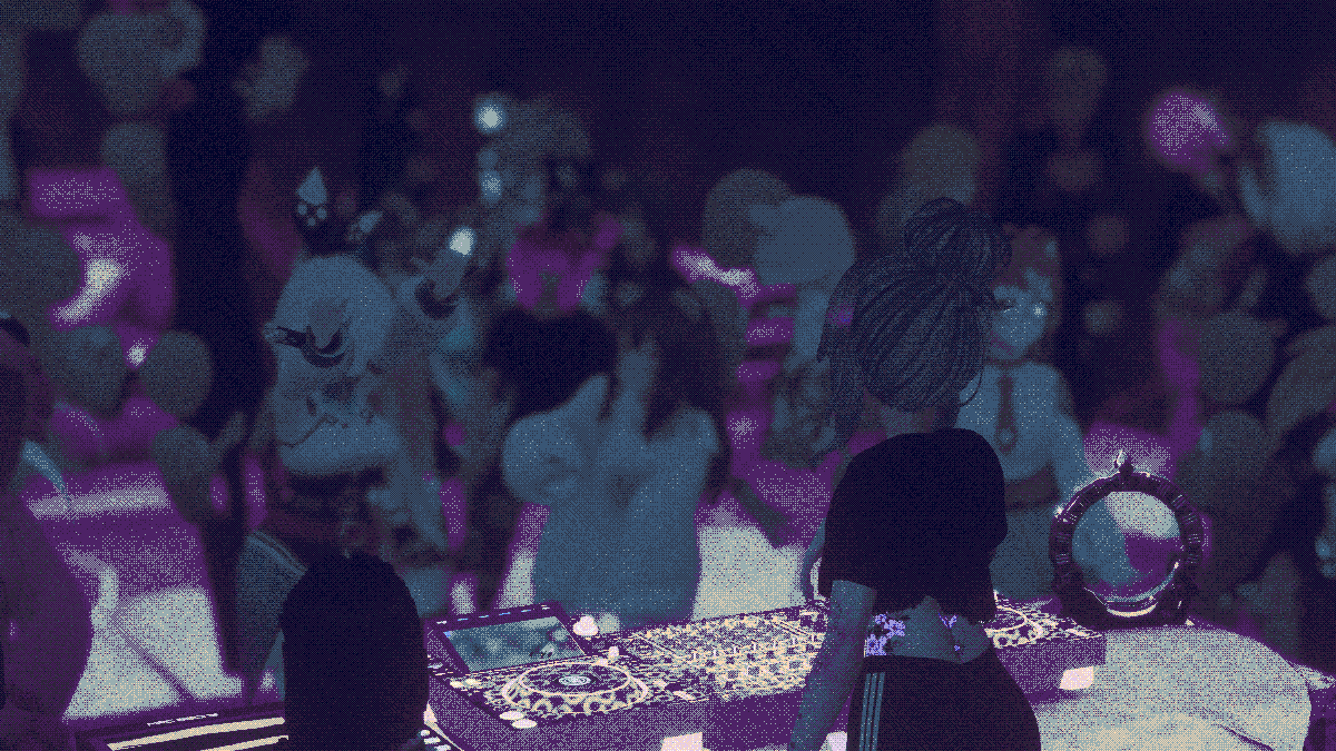 the ground of THE TOWER lights up as the music progresses