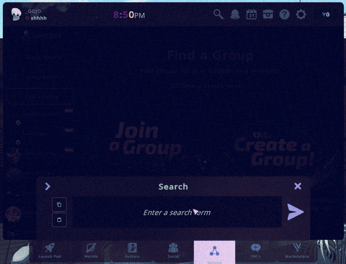 the search bar in the 'Find a Group' page